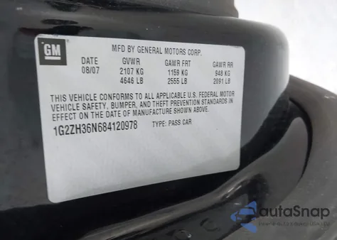 2008 Pontiac G6 Gt from USA, damaged, VIN 1G2ZH36N684120978